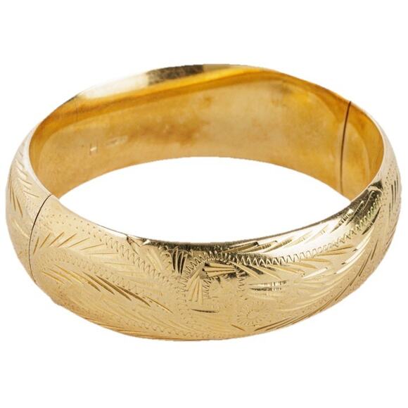 Vintage 14k Wide Bangle Etched 22.28g - Picture 1 of 3